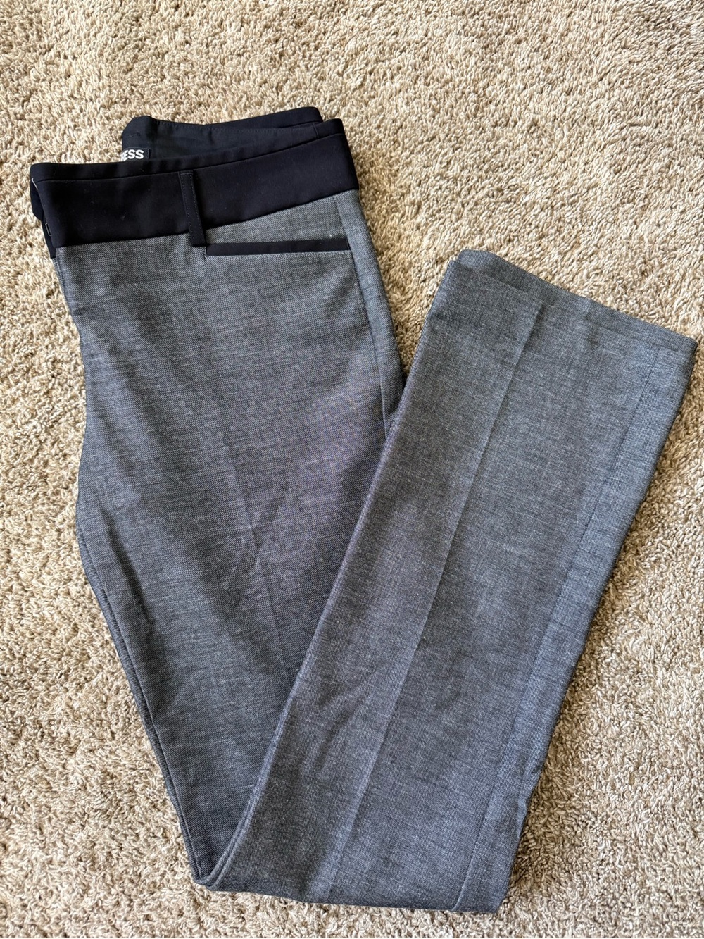 Express Women’s Gray Columnist Dress Pants with Black Waistband